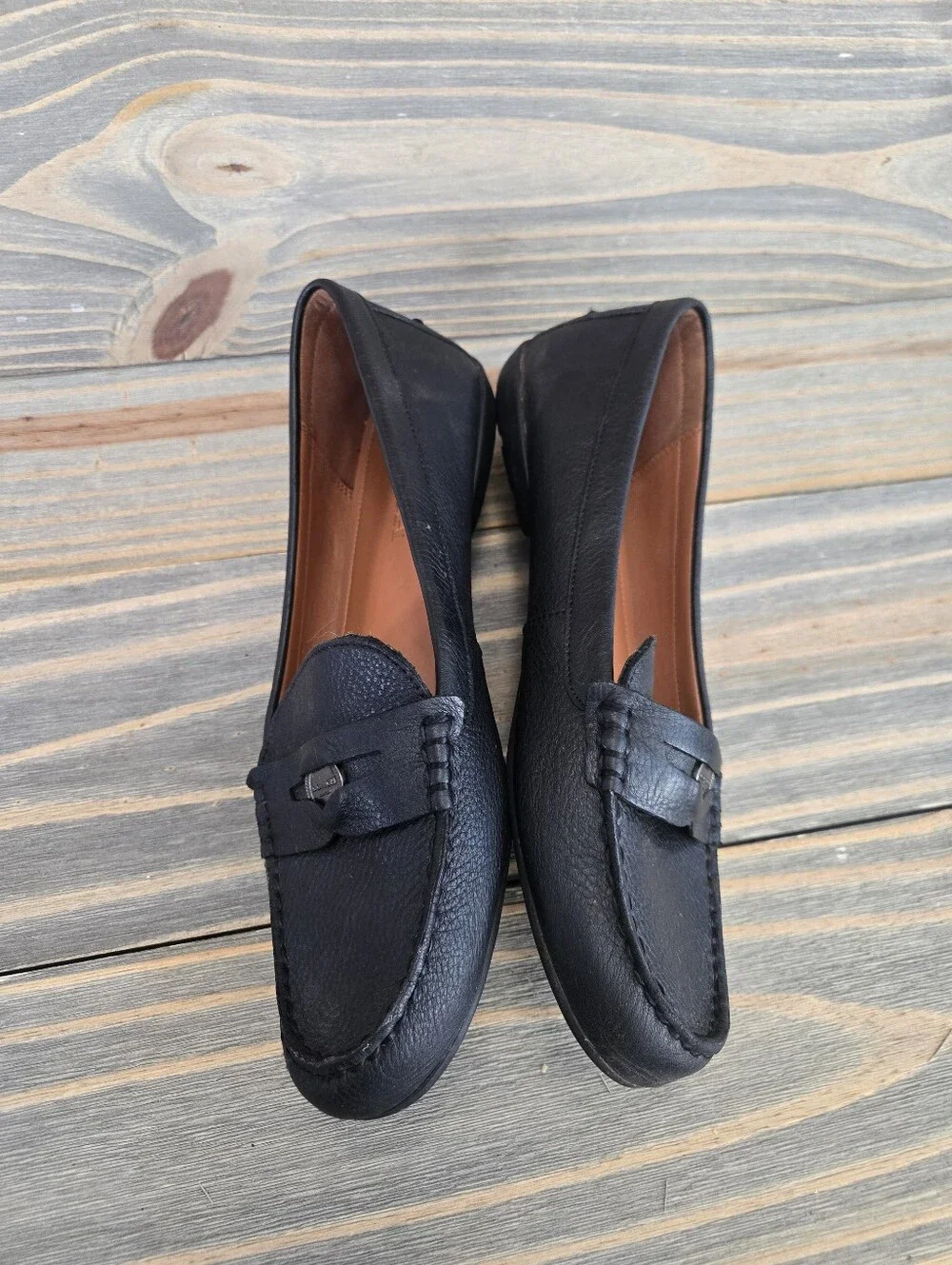 COACH FG1268 Leather Penny Loafers Black Size 9.5 B